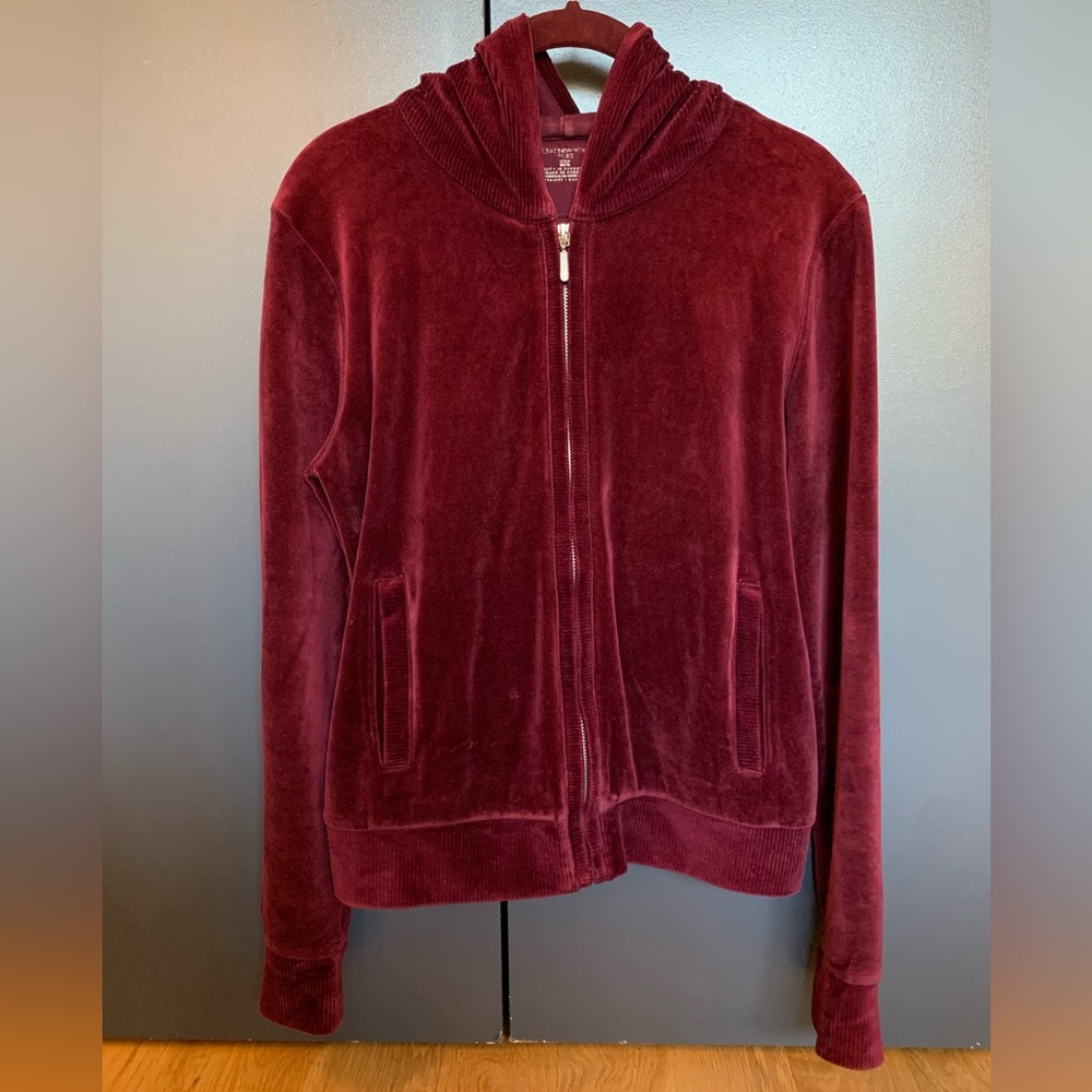 Burgundy/wine red velour sweatsuit jacket